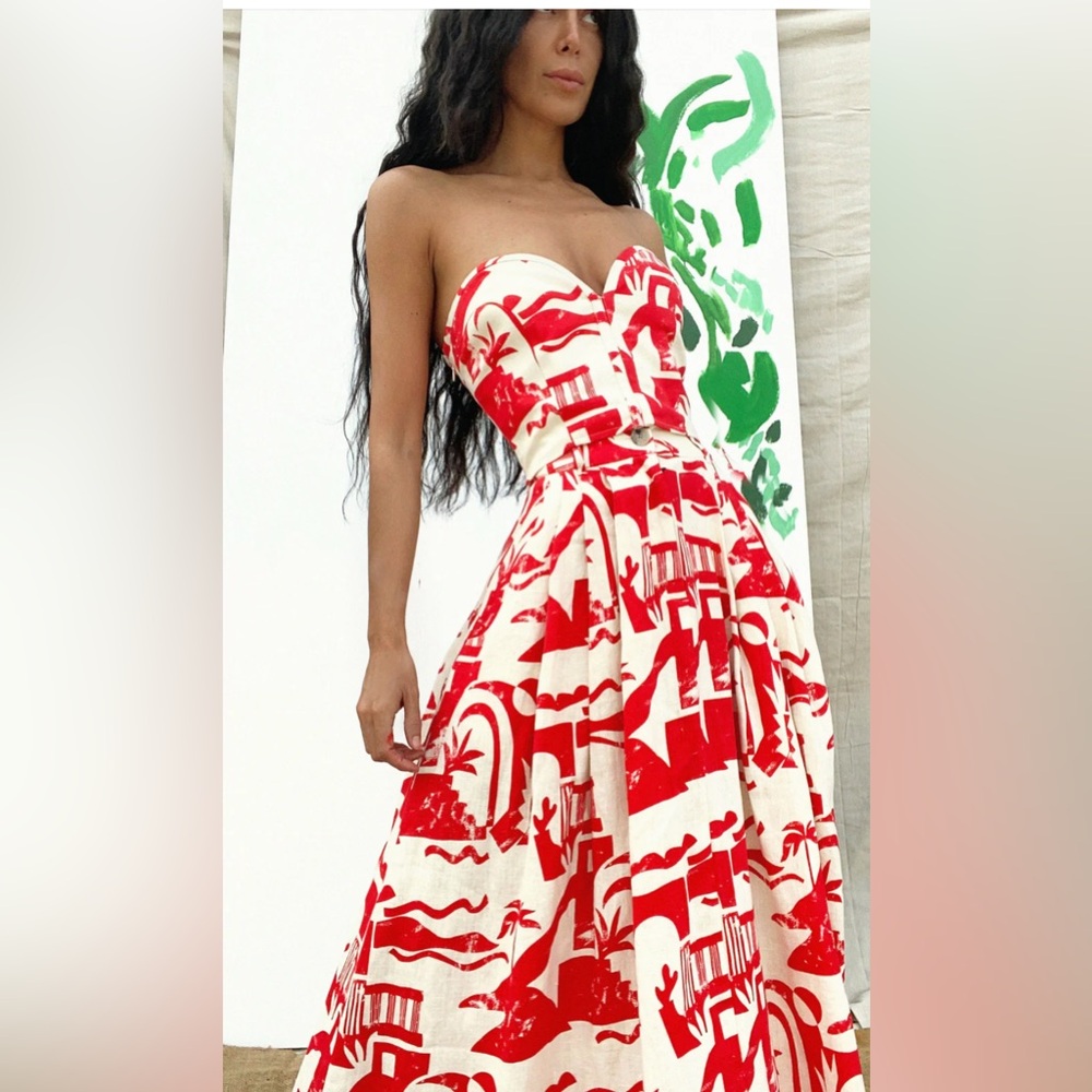 Rare two Piece Mara Hoffman top and skirt red print XS / 0 - Picture 2 of 10